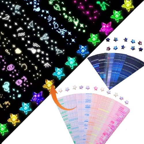 960 Stück Stern Papier, Sterne Papierstreifen, im Dunkeln Leuchtende Origami Papier Sterne, Papierstreifen Zum Basteln, Origami Kinder, Star Paper Strips für Basteln, DIY Handwerk, Dekoration