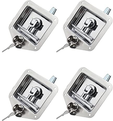 Contencinty Lot de 4 loquets de porte de remorque de voiture en acier inoxydable avec 8 clés