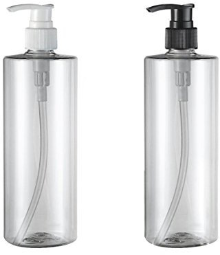 2 flaconi vuoti in plastica da 500 ml, con erogatore a pompa, ricaricabili, per shampoo, gel doccia, massaggi, olio, bagnoschiuma, sapone, acqua, articoli da toeletta e liquidi, con pompa di colore