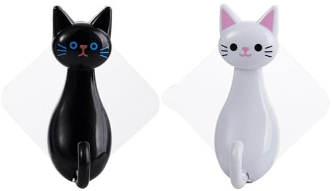 TOPBATHY 2Er Set Cartoon-Katzenhaken Wandhaken Für Handtuch Kleidung Schlüssel Und Mantel Für Badezimmer Küche Schlafzimmer Und Wohnzimmer 9.50 X 6.50 X 3.00 cm
