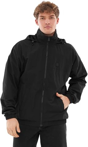 Johnny Urban Veste de Sport Hommes et Femmes Noir - Lennon - Veste Zippée Légère avec Capuche - Coupe Vent d'Été Unisexe - Vêtement Sport