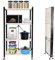 Domínio Metálico – Estantería Plegable de Metal con 4 Estantes y Ruedas, Organizador Resistente y sin Montaje, Diseño Compacto para Hogar, Salón y Cocina (Blanco/Negro)