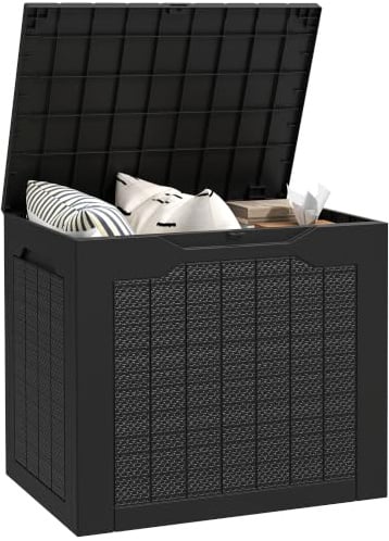 Outsunny Coffre de Rangement Extérieur 97L Étanche 56x41x50cm Noir | Poignées Encastrées, Malle de Rangement Extérieur Étanche, Jardin Terrasse