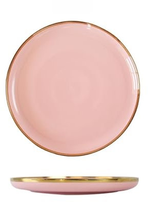 CYMMIYT Set de Vaisselle Assiettes à dîner en céramique Rose, Bol à Soupe, Vaisselle, Bol à Soupe de Riz, Plat ménager, Vaisselle de Cuisine combinée(10inch Flat Plate)