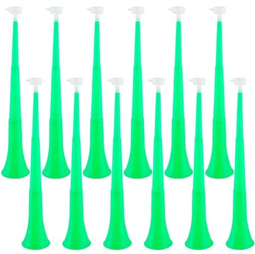 Hoarost 12 Stück 61 cm zusammenklappbares Stadion-Kunststoff-Trompetenhorn Vuvuzela Blashorn Geräuschmacher für Sportveranstaltungen, Campus, Sport, Treffen, Themenparty-Zubehör (grün)