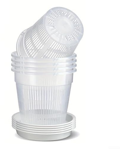 Lot de 6 pots à orchidée transparents de 11 cm en plastique PP avec trous de drainage pour kit de rempotage d'orchidées, pots pour croissance des racines