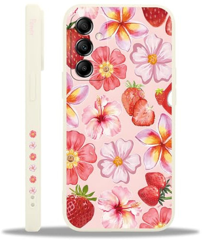 Yoedge Cover per Samsung Galaxy A55 5G con Estivi Fiori Aesthetic Summer Disegni Fragola Strawberry Motivo, Sottile Morbida Silicone Custodia Antiurto Case per Donne Ragazza per Samsung A55 6,6,Rosa