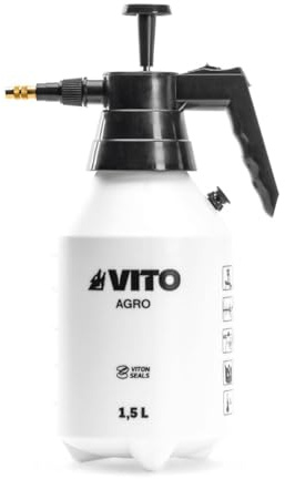 VITO - Handsprüher, 1,5 l, speziell für aggressive Gartenprodukte – Drucksprüher + 4 austauschbare Düsen