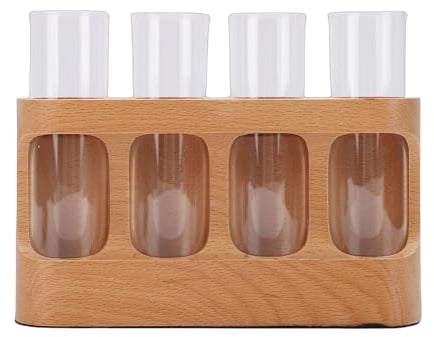 Sxhlseller Pflanzenterrarium mit Holzständer, Pflanzenvermehrungsstation mit 9-stufigem LED-einstellbarem Licht, Pflanzgefäß aus Glas, Blumenvase für Zuhause, Küche, Büro, Dekoration