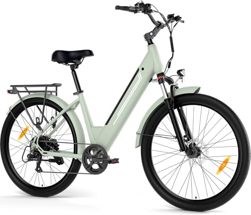 Bicicleta Eléctrica para Mujer 27,5, Motor 250W, Batería Extraíble 15,6Ah