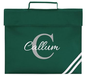 TM THREADS Personalised School Book Bag with Name and Monogram, Multiple Colours Available (Bottle Green)