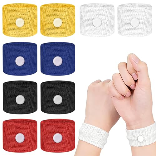 5 Paar FHRYNA Akupressur Armband gegen Übelkeit - Natürliche Hilfe bei Reiseübelkeit, Seekrankheit, Autokrankheit für Kinder & Erwachsene, Weiches & Elastisches Polyester Armband, 5cm Länge