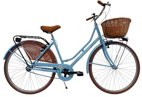 CICLI DANTE - Bicicletta donna da città per passeggio Olanda 26, classica stile retrò ad una velocità, con particolati miele e cestino anteriore in vimini