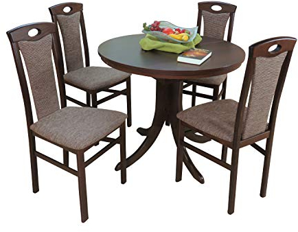 moebel direkt online Essgruppe 5-teilig Linz I nuss dunkel/Cappuccino