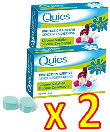 QUIES - Protection Auditive silicone special natation ENFANT - Lot de 2 boite de 3 paires (E)