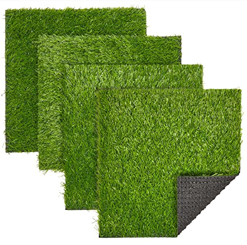 Juvale 4-Pack Artificial Grass Mat Squares, 30.5 x 30.5 cm Fake Turf Tiles for Balcony, Patio, Outdoor Faux Placemats, DIY Crafts and Decorations (Green)