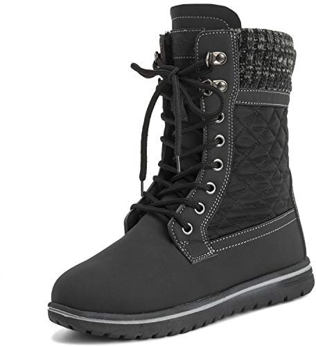 Polar Boot Damen Gesteppt Kurz Schnee Winter Kunstpelz Warm Dauerhaft Wasserdicht Stiefel - 5 - BLK38 AYC0525