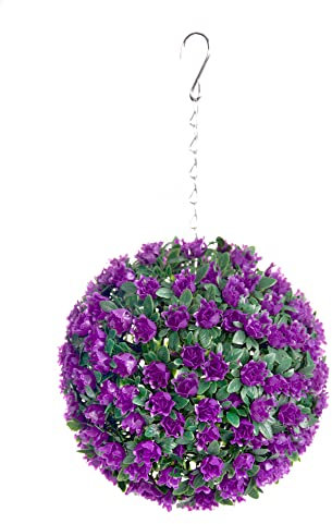 Best Artificial Rosen-Formschnitt-Blumenkugel, zum Aufhängen, UV-Schutz, 23 cm, Violett