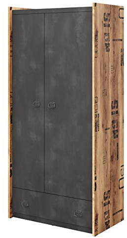 Furniture24 Kleiderschrank Fargo FG02 Schrank Drehtürenschrank 2 Türiger Jugendzimmerschrank mit Kleiderstange und Einlegeboden