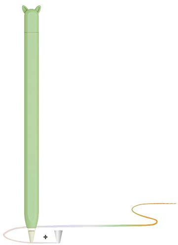 YINVA Apple Pencil Hülle Apple Pencil Case Netter Fall, Silikon Schön Weicher Stift Grip Griff mit Ladekappe Kappe und Pen Nib Spitze Schutzhülle (2. Generation, Grün)