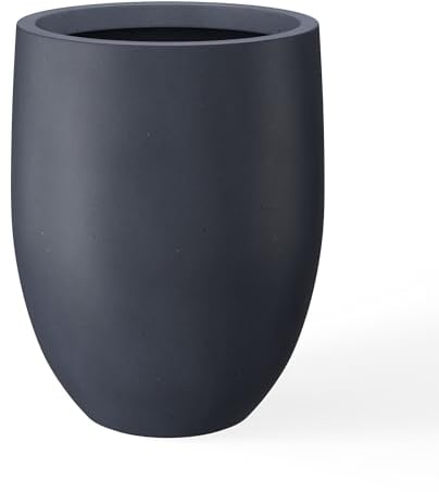 Kante Grandi fioriere in cemento per interni ed esterni, vasi decorativi con fori di drenaggio, stile moderno rotondo conico per casa e giardino, grigio scuro, altezza 55,1 cm