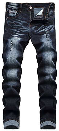 JUNBAOSS Men's Slim Fit Skinny Jeans Stretch Ripped Tapered Leg Ripped Jeans for Men Distressed Jeans Pants Skinny Jeans for Men Stretch Denim Jeans