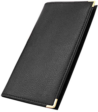 Charmoni - Porte chéquier - Etui Porte chéquier - Porte Carte crédit - pièce d'identité - Billet - en Cuir Tout en Un léger et Compact (C07 Noir)