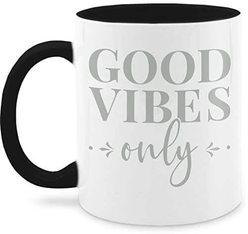 Tasse Tassen 325ml - Statement Sprüche - Good Vibes only Lettering - 325 ml - Schwarz - kaffeetasse mit sprüchen englisch spruch kaffeebecher sprueche motivtassen spruchtassen sprüche, teetassen