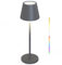 MALUX Tischlampe Kabellos, Dimmbare Touch Control Tischleuchte Kabellos mit 8 Farben, Metall RGB Led Tischlampe Akku wasserdicht IP54 für Haus und Garten Esstisch Schlafzimmer Balkon Hotel (Grau)