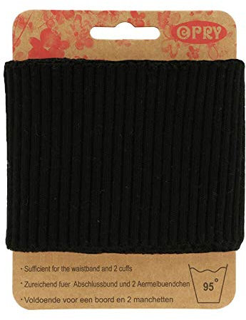 Nähmit Grobstrick - Cuff Fertigbündchen 110cm lang - Rippenstrick - grob gerippt Bündchen für Jacken Mantel Lederjacke - für Ärmel Kragen oder Abschluss Bund (A01-schwarz)