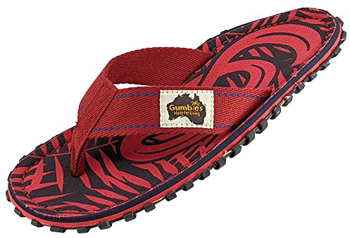 Gumbies Vegane Flip Flops Damen und Herren - Originals Rot - Zehentrenner aus recycelten Materialien - robuste Sohle - Baumwoll-Zehensteg - Ergonomisches Fußbett - Sandalen - Red G - 38