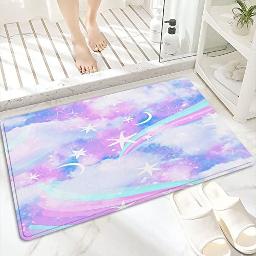 ANNKOOT Badematte, rutschfest Waschbar Badezimmerteppich 60x100 cm,Aquarell Stern,Badvorleger mit Wasserabsorbierenden, Weichen Mikrofasern für Badewanne, Dusche und Badezimmer