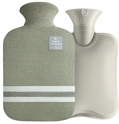 König Design XXL Wärmflasche weicher Plüsch Bezug 2L Wärmflaschen Bettflasche Handwärmer (Grün, 2 Liter)