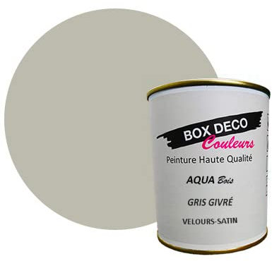 BOX DECO COULEURS Peinture bois intérieur extérieur à base d'acrylique aspect velours-satin Aqua Bois - 750ml, Gris Givré