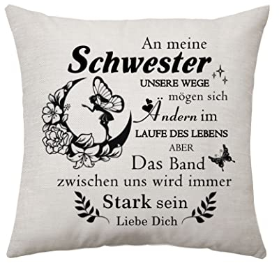 An Meine Schwester Geschenke Kissenbezug - Süße Geburtstagsgeschenke Und Graduierungsgeschenke für Schwestern - Zierkissenbezüge 45 x 45 cm