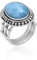 Veracity Jewelry 925 Sterling Silver Gemstone Statement Rings – Gift For Birthday Wedding Anniversary Mother's Day Ring – Vintage Boho Style Handmade Gifts (Larimar)