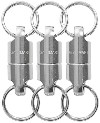 KeySmart MagConnect Magnetic Key Holder for Purse, Key Chains for Car Keys - Detachable Key Ring Quick Release Keychain for Men - Mens Key Chain Rings Heavy Duty Key Ring - Titanium EDC (3-Pack)