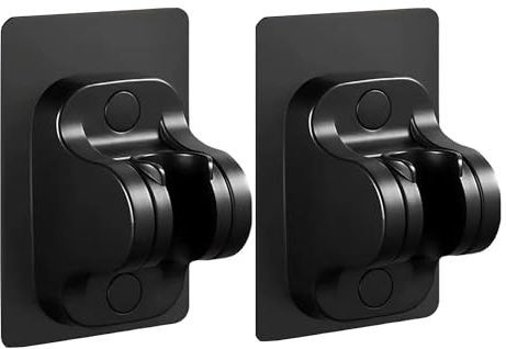 YICI Handheld Shower Head Holder No Drilling 12.5cm Strong Adhesive Shower Holder Angle Adjustable Shower Bracket (2-Pack Black)