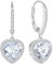 FJ Herz Hängend Ohrringe Damen 925 Sterling Silber Halo Ohrringe April Geburtsstein Schmuck Geschenke für Frauen Mutter Freundin Mama