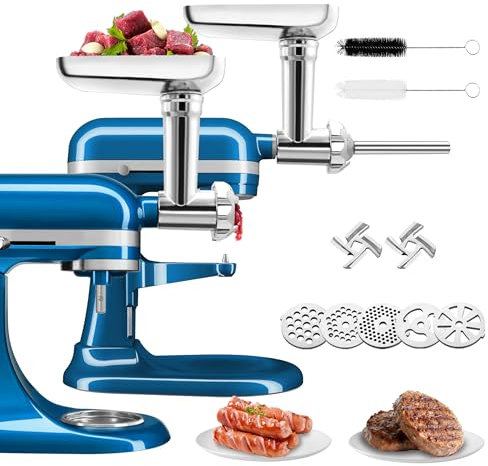 Food Processor Parts & Accessories All Metal Food Grinder Attachments for KitchenAid Stand Mixer,Meat Grinder for KitchenAid Food Processor Attachment,Grinding Blade Plate