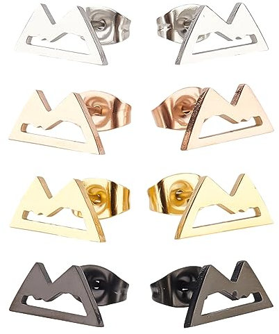 UNICRAFTALE 4 Paar Bergform Ohrstecker 4 Farben Edelstahl Ohrringe Mit Gebirgskette Schneeberg Ohrstecker Hohle Ohrringe Mit Berggipfel Ohrstecker Geschenk Für Kletterliebhaber