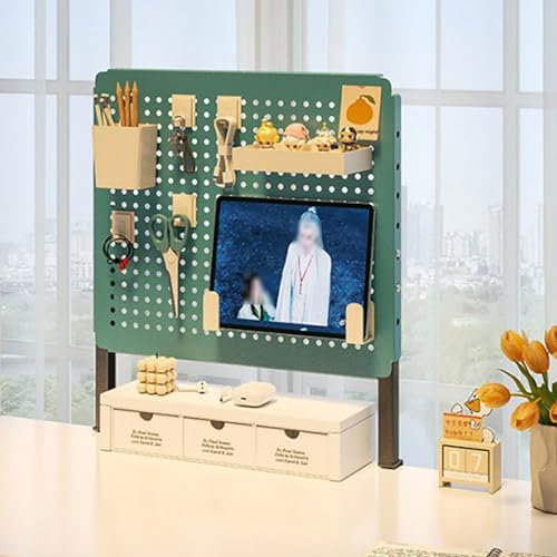 Desk Extender Clamp-on Pegboard Privacy Panel with Accessories - Magnetic Metal Peg Board for Gaming Desk Organization