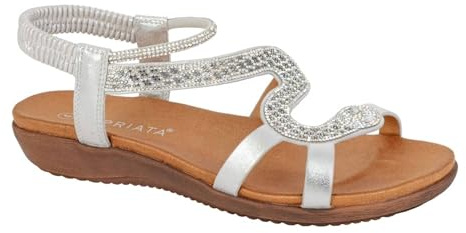 Cipriata L656FS-8 Womens Elasticated Sling Back Sandal Silver size 8