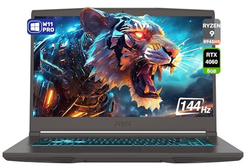 MSI Thin A15 Gaming AI Laptop, AMD Ryzen 9 8945HS, 64 GB DDR5 RAM, 4 TB PCIe SSD, 15.6 FHD (1920x1080) 144 Hz IPS Display, Nvidia G-Force RTX 4060, Backlit Keyboard, W11 Pro, Black