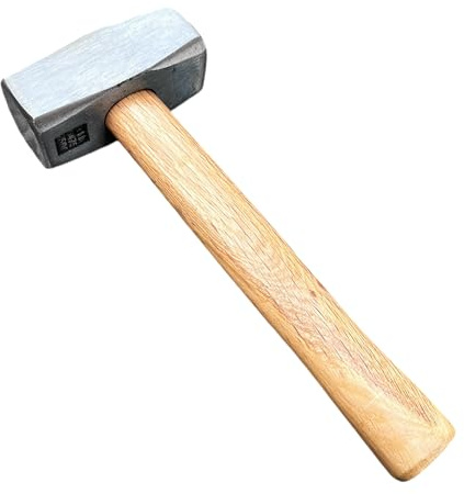 3lb Sledge Hammer with Anti-Shock Wooden Handle, 48oz Heavy Duty High Carbon Steel Forged Mini Sledge Hammer for Masonry, Demolition, Stakes, Woodworking & Home DIY, Dual-Wedge Secure Head