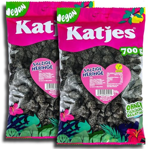 2 er Pack Katjes XXL Salzige Heringe 2x 700g Gezuckerte Lakritz mit Salmiaksalz