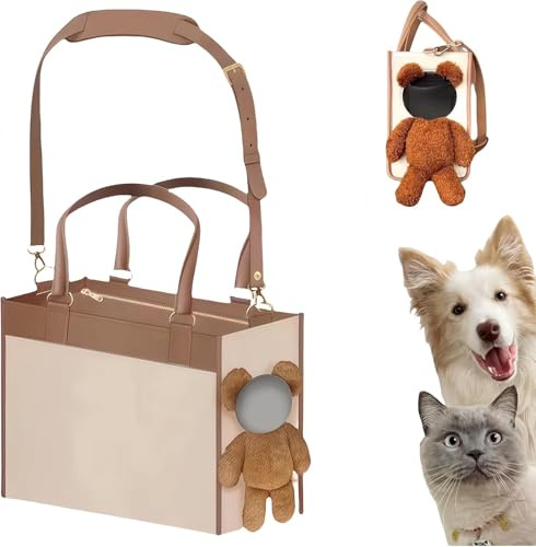 Modische kleine Hundetasche, PU-Leder, praktische Haustier-Tragetasche für kleine und mittelgroße Hunde und Katzen, Welpentasche, stilvolle Haustier-Handtasche zum Ausgehen und Reisen (A1, S)