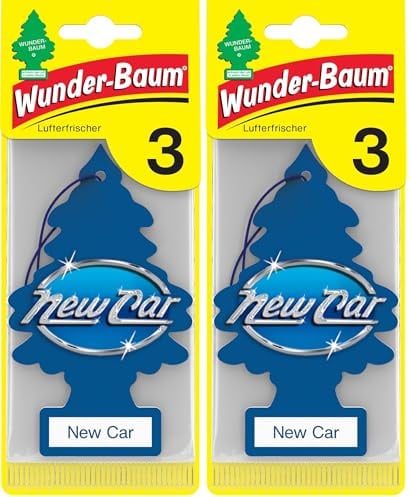 WUNDER-BAUM Auto-Lufterfrischer I Anhänger für langanhaltenden Duft im Auto oder zu Hause I New Car, 3 Stück, Blau (Packung mit 2)
