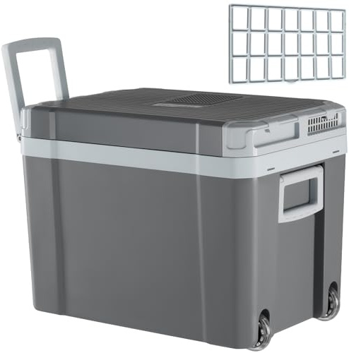 tectake® Elektrisk kylbox & värmebox med hjul och handtag, portabel kylare för bil 12v/230v, stor kapacitet med eco-läge, tyst drift, kyl & värm funktion, perfekt för camping, resa och picknick