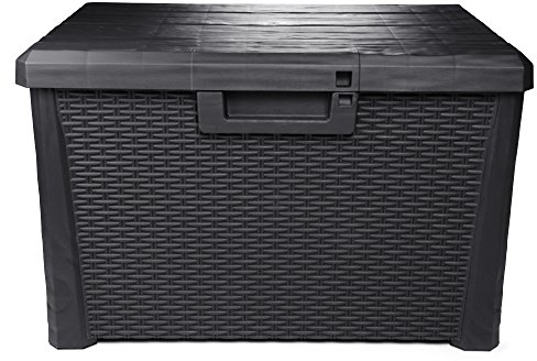 Ondis24 Kissenbox Nevada kompakt Auflagenbox Gartenbox Allzweckbox Sitztruhe 120 Liter (anthrazit)